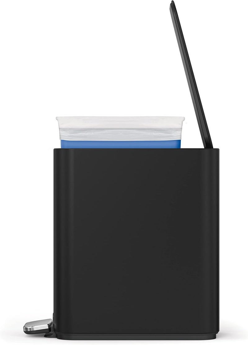 Simple Human 5L Slim Bathroom Trash Can with Soft Close Lid, Stainless Steel Waste Basket with Liner Pocket, 5 Liter / 1.3 Gallon, Matte Black - Image 4